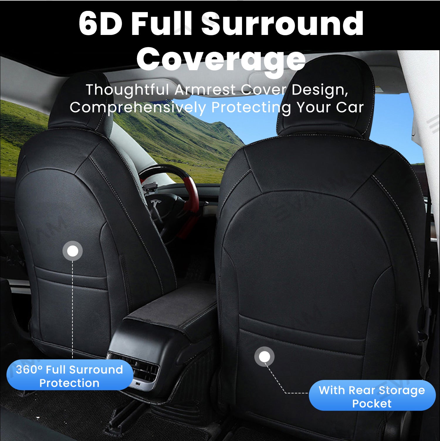 EVAAM® Customized Luxury Suede Leather Seat Covers for Tesla Model 3/Y/S/X - EVAAM