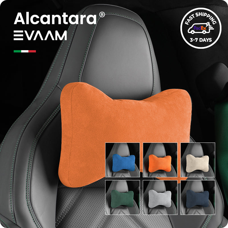 Alcantara Neck & Lumbar Support Pillow Set for Tesla Model 3/Y/S/X -EVAAM® (2PCS)