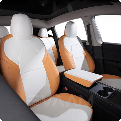 Upgrade! EVAAM® Two-tone Leather Full Seat Covers for Tesla Model 3/Y/S/X - EVAAM