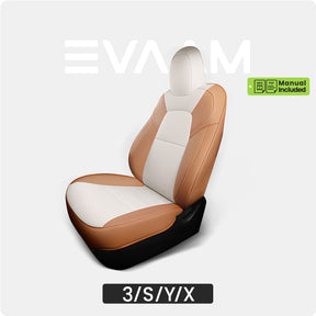 Upgrade! EVAAM® Two-tone Leather Full Seat Covers for Tesla Model 3/Y/S/X