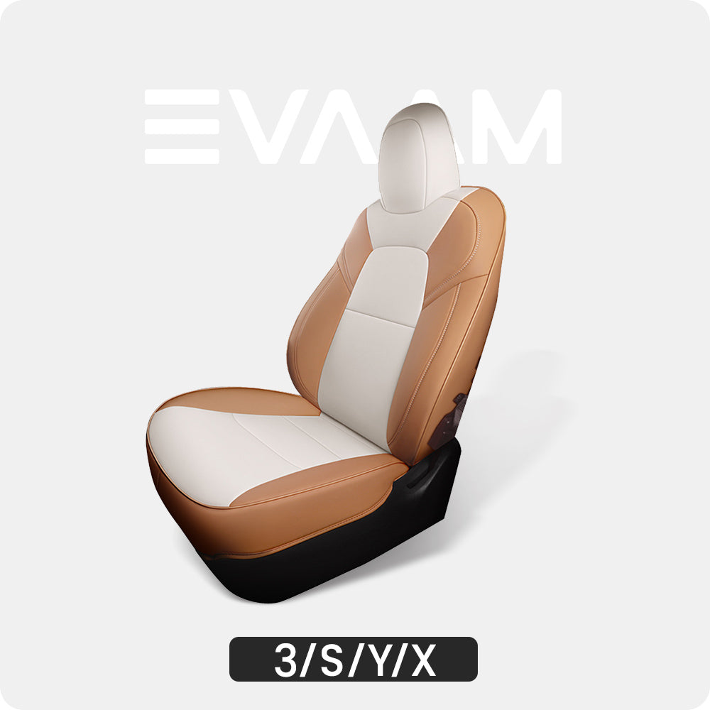 Upgrade! EVAAM® Two-tone Leather Full Seat Covers for Tesla Model 3/Y/S/X - EVAAM