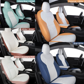 Upgrade! EVAAM® Two-tone Leather Full Seat Covers for Tesla Model 3/Y/S/X - EVAAM