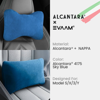 Alcantara Neck & Lumbar Support Pillow Set for Tesla Model 3/Y/S/X -EVAAM® (2PCS) - EVAAM