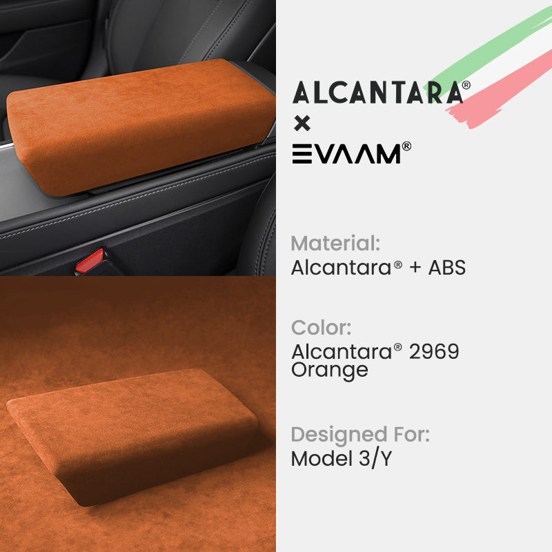 Alcantara Armrest Cover for Tesla Model 3/Y (2017-2023)-EVAAM® - EVAAM