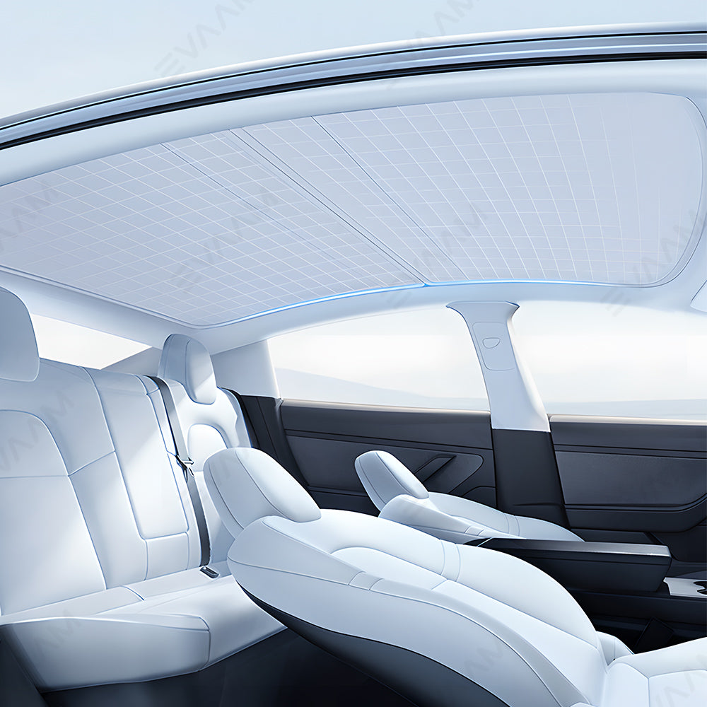 EVAAM® Double-layer Retractable Glass Roof Sun Shade for Tesla Model 3/Y - EVAAM