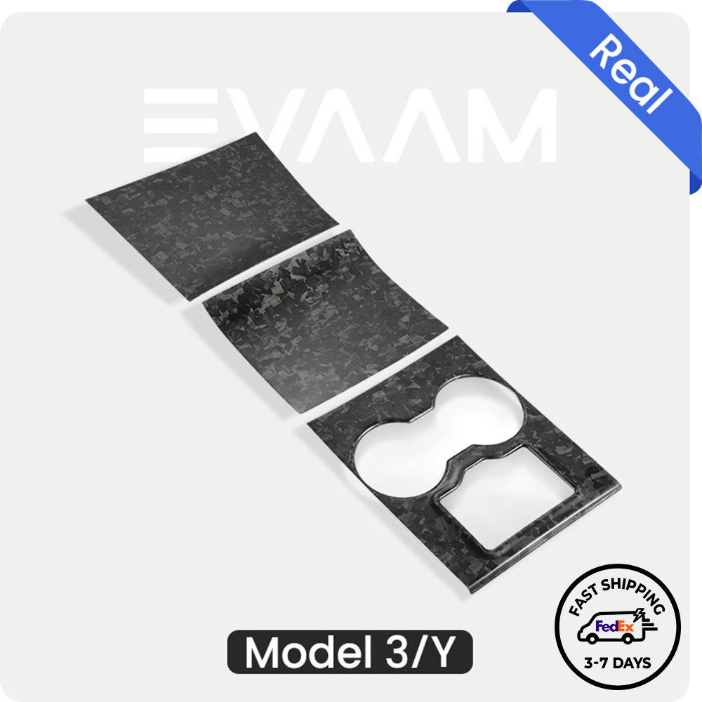 EVAAM® Geschmiedetes Tesla-Mittelkonsolen-Wraps-Kit aus echter Kohlefaser für Modell 3/Y (2017–2020)