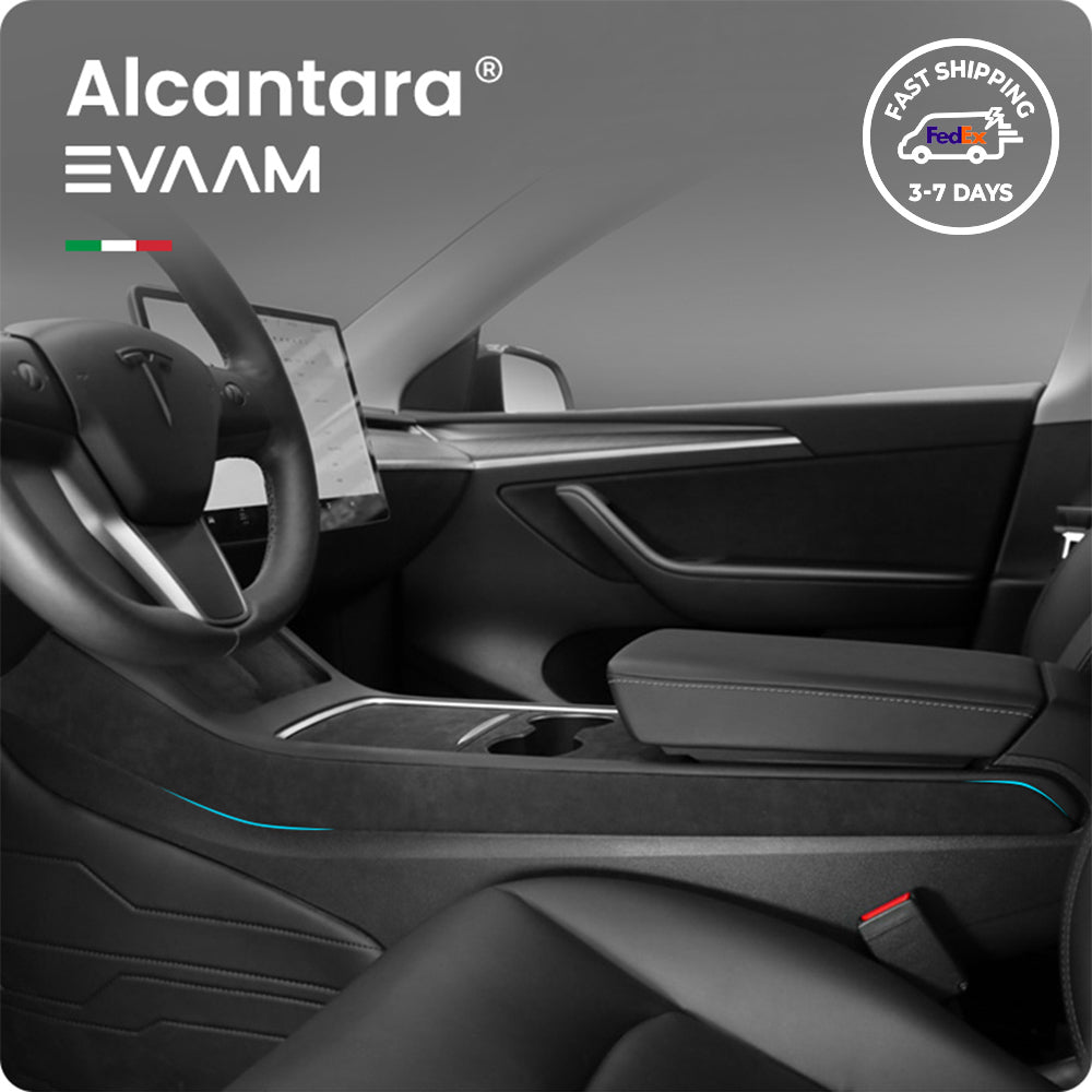Alcantara Center Console Side Trim Cover for Tesla Model 3/Y (2017-2023)-EVAAM® - EVAAM