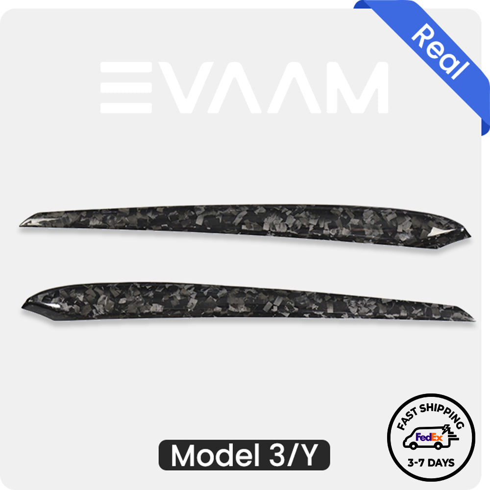 EVAAM® Forged Real Carbon Fiber Tesla Interior Door Panel Trim Covers for Model 3/Y - EVAAM