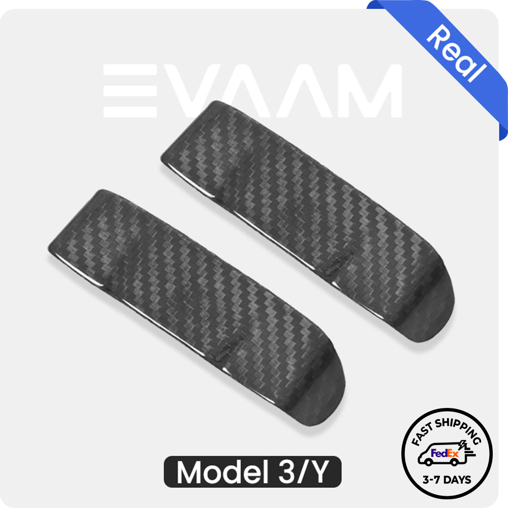 EVAAM® Glänzende Echtkarbonfaser-Sicherheitsgurtschnallenabdeckung für Tesla Model 3/Y 2017–2023 (2 Stück)