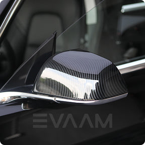 EVAAM® Gloss Real Carbon Fiber Side Mirror Cover for Tesla Model 3/Y (2020-2023) - EVAAM