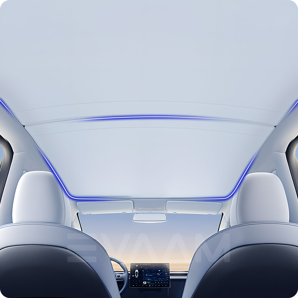 EVAAM® Double-layer Retractable Glass Roof Sun Shade for Tesla Model 3/Y - EVAAM