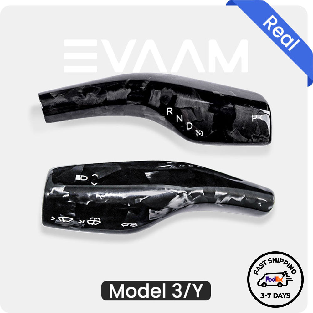 EVAAM® Forged Real Carbon Fiber Tesla Gear Shift Cover Trim for Model 3/Y [2017-2023] (2Pcs) - EVAAM