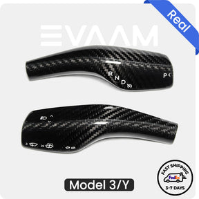 EVAAM® Gloss Real Carbon Fiber Tesla Gear Shift Cover Trim for Model 3/Y [2017-2023] (2Pcs) - EVAAM