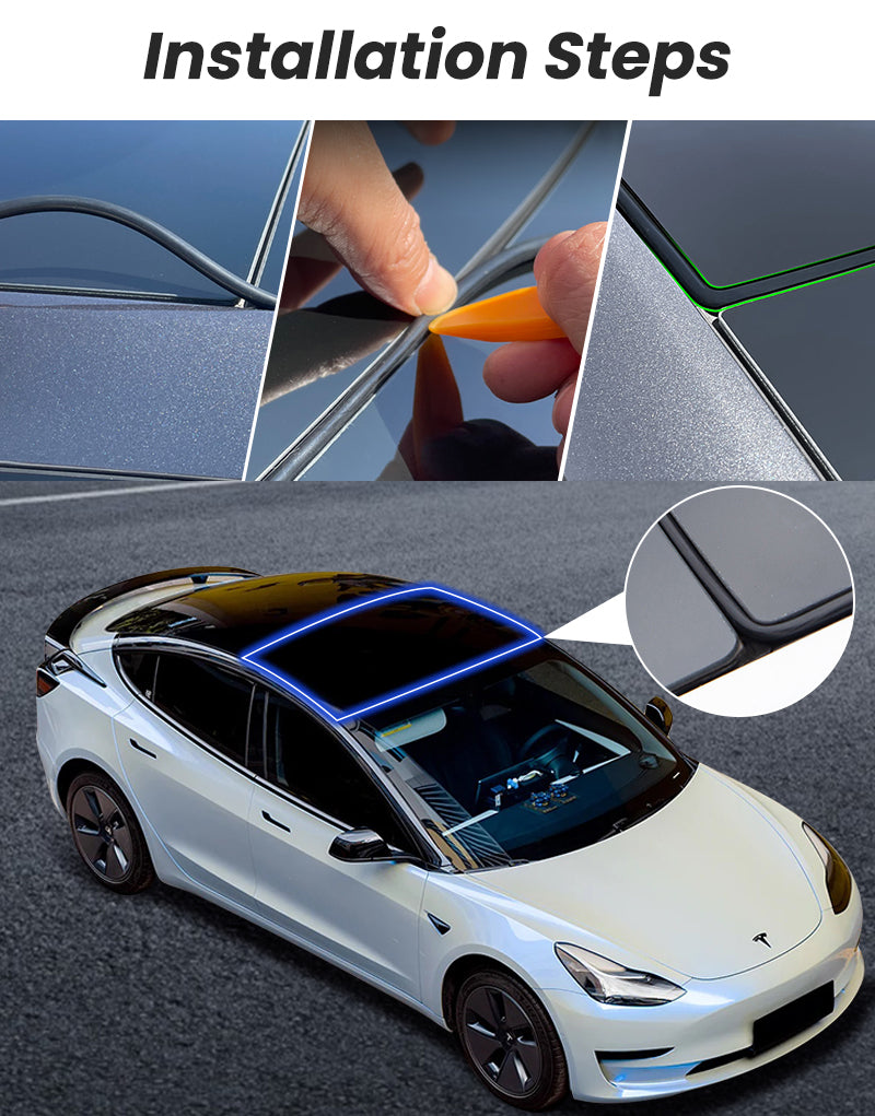 EVAAM® Door Seal Strip Sunroof Rubber Seal Kit For Tesla Model 3/Y (2017-2023) - EVAAM