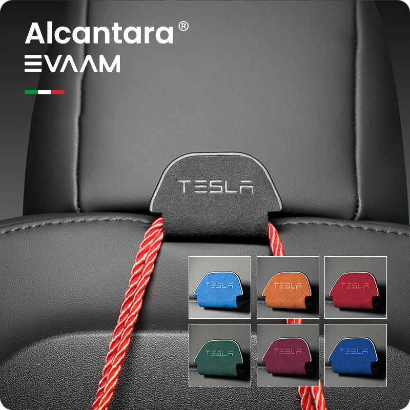 Alcantara Headrest Hanger Hooks for Tesla Model 3/Y (2017-2023)-EVAAM® - EVAAM