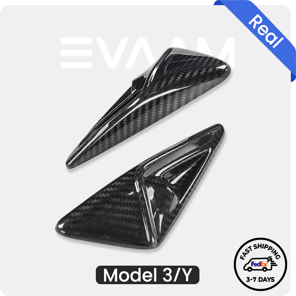EVAAM® Gloss Real Carbon Fiber Turn Signal Side Camera Covers for Model 3/Y [2021-2023] (2Pcs) - EVAAM