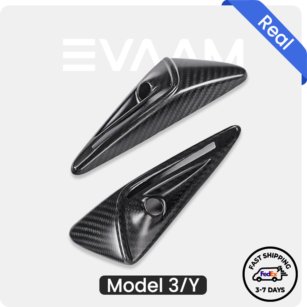 EVAAM® Matte Real Carbon Fiber Turn Signal Side Camera Covers for Model 3/Y [2021-2023] (2Pcs) - EVAAM