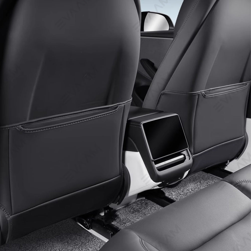 EVAAM® Seat Back Leather Anti Kick Protector Pad for Tesla Model 3/Y [2017-2024](2Pcs) - EVAAM