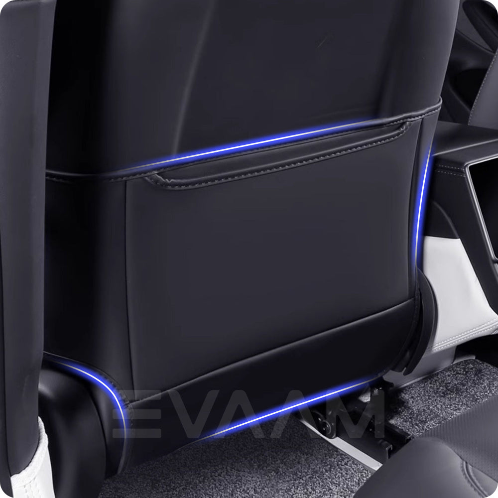 EVAAM® Seat Back Leather Anti Kick Protector Pad for Tesla Model 3/Y [2017-2024](2Pcs) - EVAAM
