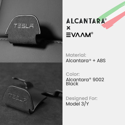 Alcantara Headrest Hanger Hooks for Tesla Model 3/Y (2017-2023)-EVAAM® - EVAAM
