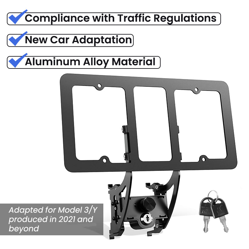 EVAAM® Anti-Theft No Drill License Plate Holder for Tesla Model 3/Y - EVAAM