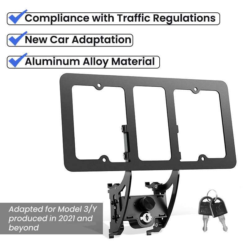 EVAAM® Anti-Theft No Drill License Plate Holder for Tesla Model 3/Y - EVAAM