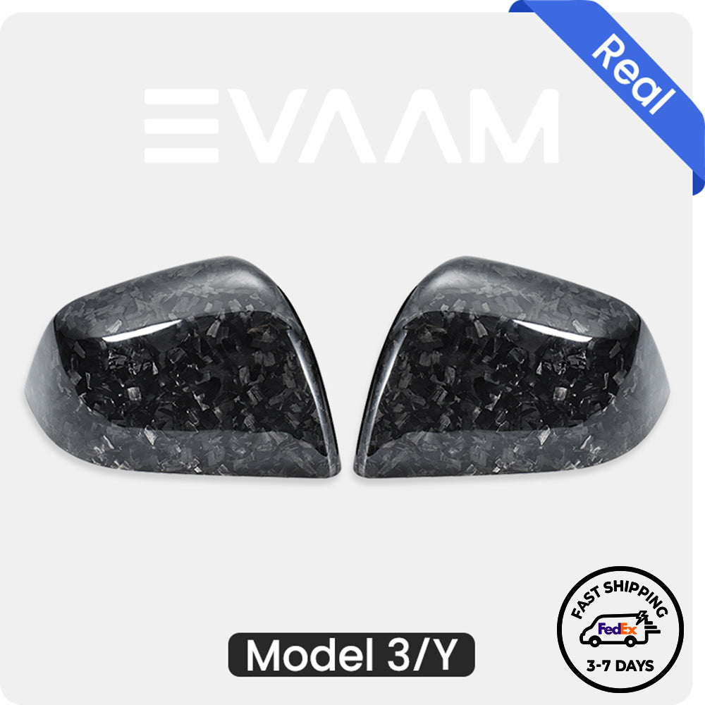 EVAAM® Forged Real Carbon Fiber Side Mirror Cover for Tesla Model 3/Y (2017-2023) - EVAAM