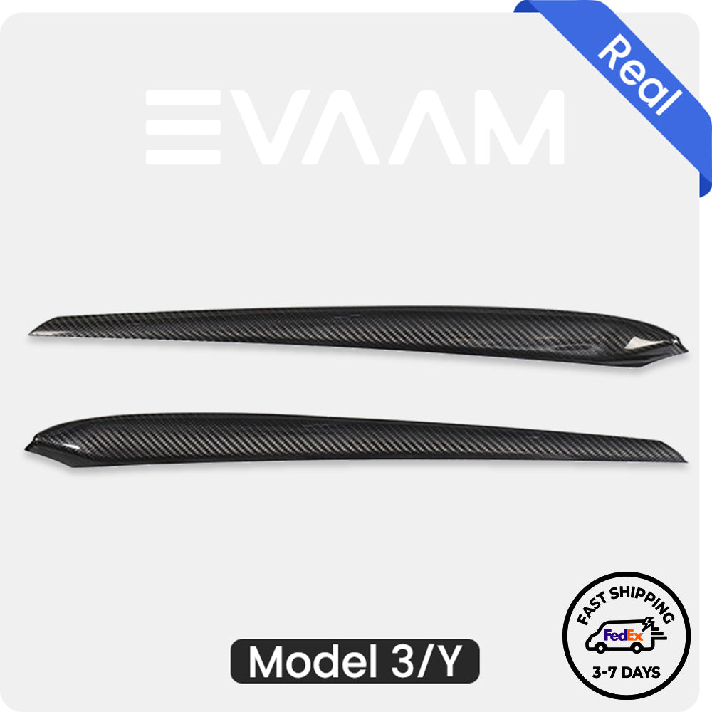 EVAAM® Gloss Real Carbon Fiber Tesla Interior Door Panel Trim Covers for Model 3/Y