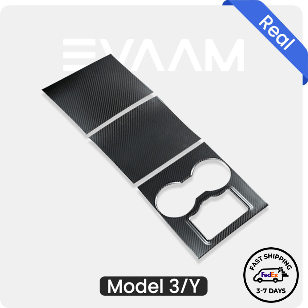 EVAAM® Matte Real Carbon Fiber Tesla Mittelkonsole Wraps Kit für Model 3/Y (2017-2020)