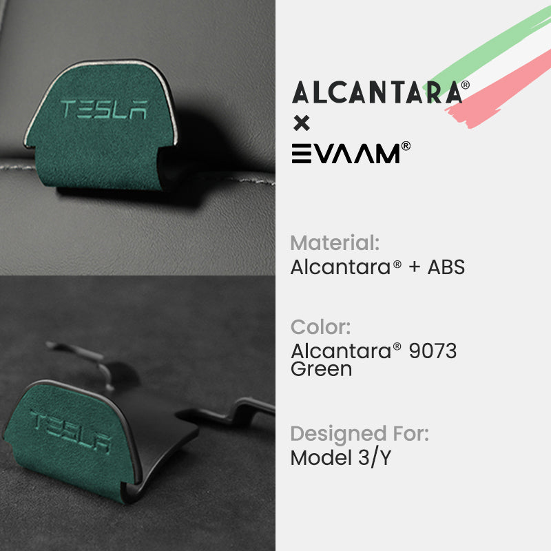 Alcantara Headrest Hanger Hooks for Tesla Model 3/Y (2017-2023)-EVAAM® - EVAAM