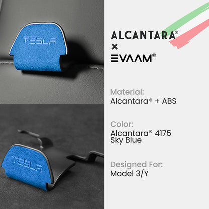 Alcantara Headrest Hanger Hooks for Tesla Model 3/Y (2017-2023)-EVAAM® - EVAAM