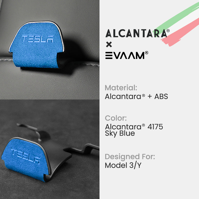 Alcantara Headrest Hanger Hooks for Tesla Model 3/Y (2017-2023)-EVAAM® - EVAAM