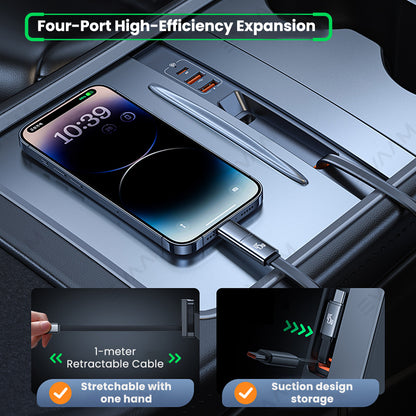 EVAAM® Fast Charge USB Hub with Retractable Cable for Tesla Model 3/Y - EVAAM