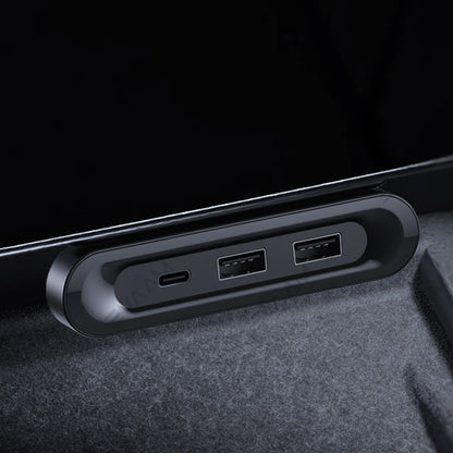 EVAAM® Fast Charge Behind Screen Folding Multi USB HUB for Tesla Model 3/Y - EVAAM