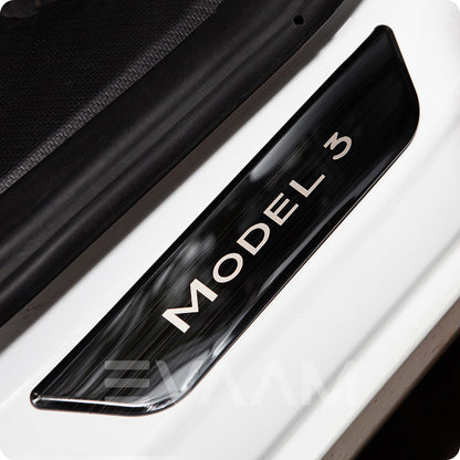 EVAAM® Black Rear Door Sill Protector For Tesla Model 3 Accessories (2Pcs) [2017-2023] - EVAAM