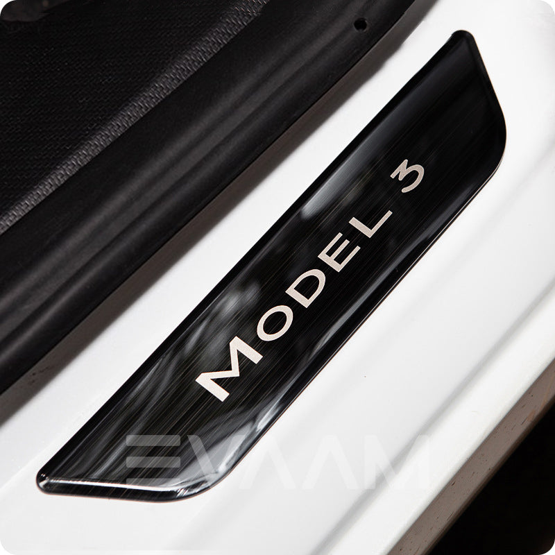 EVAAM® Black Rear Door Sill Protector For Tesla Model 3 Accessories (2Pcs) [2017-2023] - EVAAM