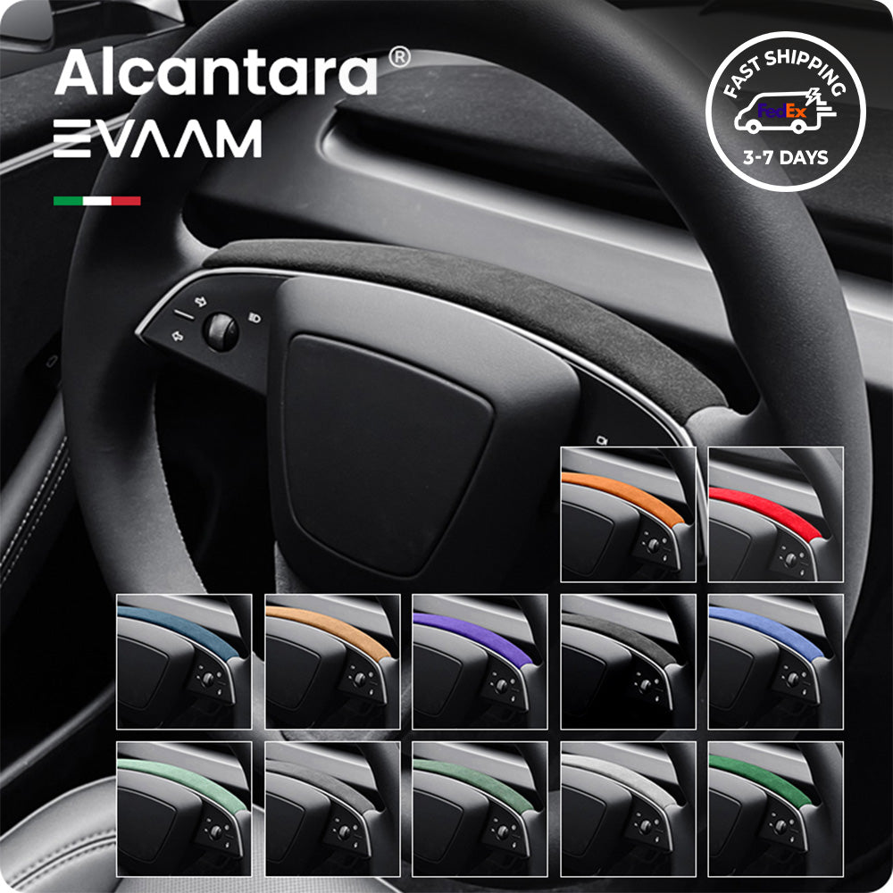Alcantara 2024 Model 3 Highland Steering Wheel Strip Cover for Tesla-EVAAM®