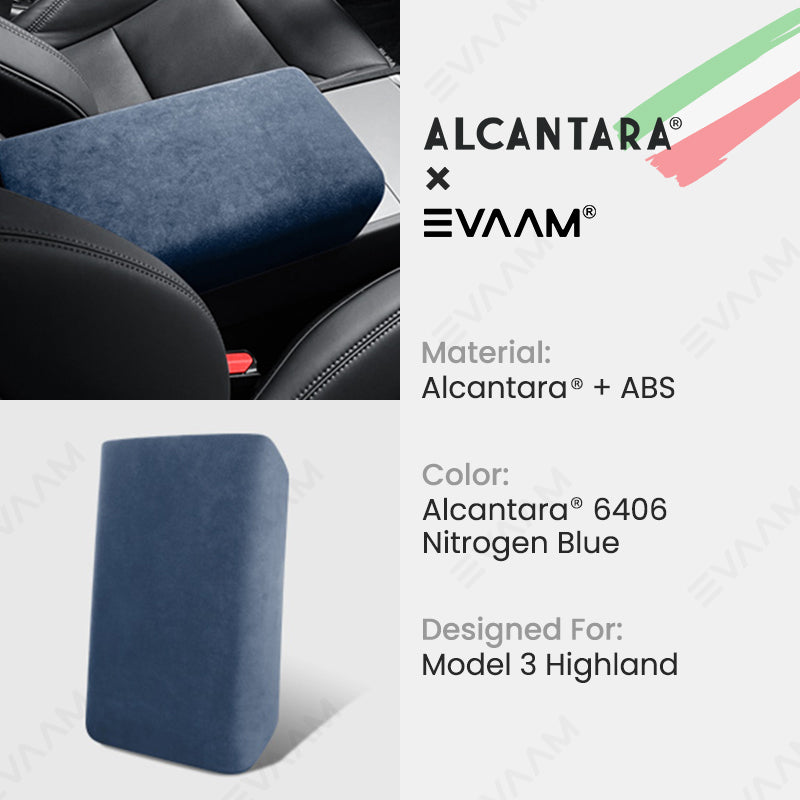 Alcantara 2024 Model 3 Highland Armrest Cover for Tesla-EVAAM® - EVAAM