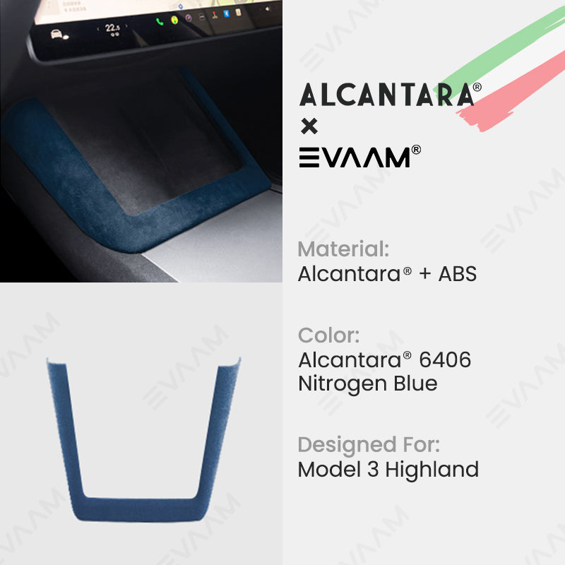 Alcantara 2024 Model 3 Highland Wireless Charging Frame Cover for Tesla-EVAAM® - EVAAM