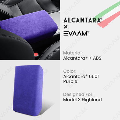 Alcantara 2024 Model 3 Highland Armrest Cover for Tesla-EVAAM® - EVAAM