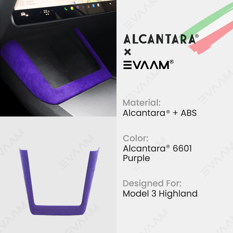 Alcantara 2024 Model 3 Highland Wireless Charging Frame Cover for Tesla-EVAAM® - EVAAM