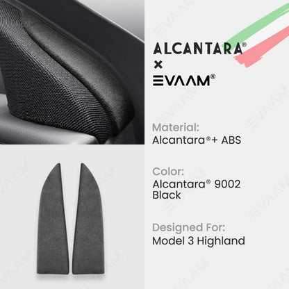 Alcantara 2024 Model 3 Highland Front Doors Triangle Trim Cover for Tesla-EVAAM® - EVAAM