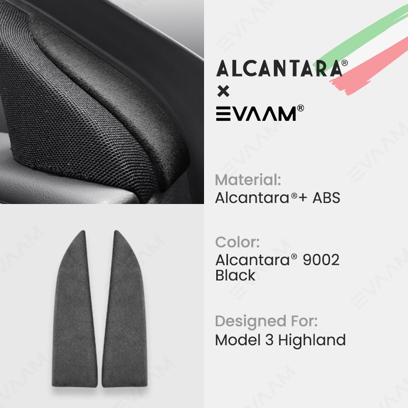 Alcantara 2024 Model 3 Highland Front Doors Triangle Trim Cover for Tesla-EVAAM® - EVAAM