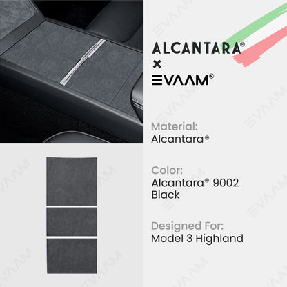 Alcantara 2024 Model 3 Highland Center Console Wraps Sticker Kit for Tesla -EVAAM® - EVAAM