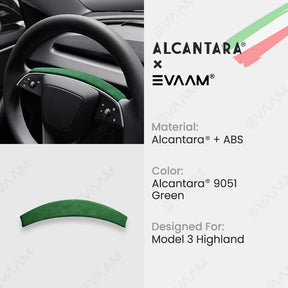 Alcantara 2024 Model 3 Highland Steering Wheel Strip Cover for Tesla-EVAAM® - EVAAM