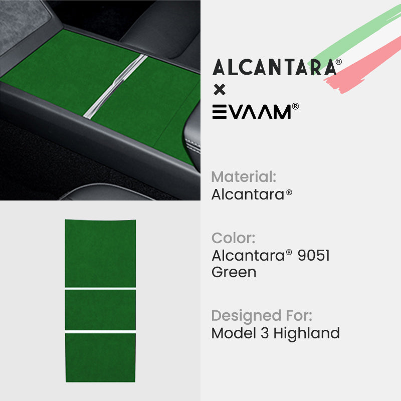 Alcantara 2024 Model 3 Highland Center Console Wraps Sticker Kit for Tesla -EVAAM® - EVAAM