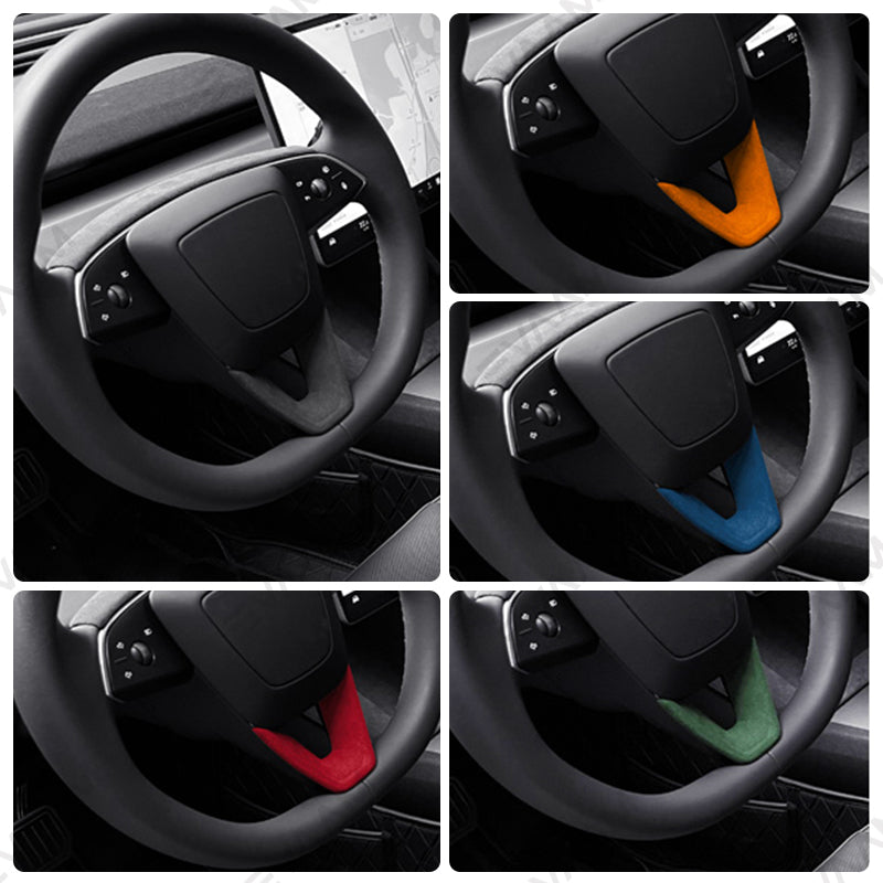 Alcantara 2024 Model 3 Highland Steering Wheel U-Shaped Cover for Tesla-EVAAM® - EVAAM