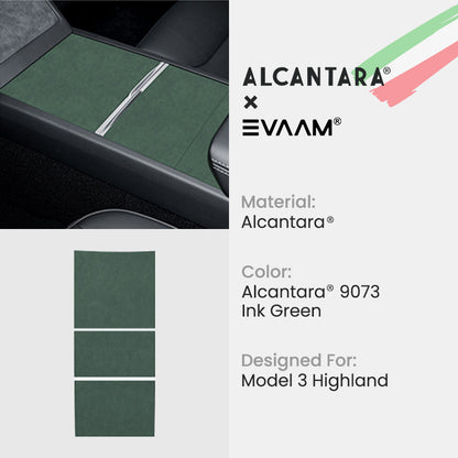Alcantara 2024 Model 3 Highland Center Console Wraps Sticker Kit for Tesla -EVAAM® - EVAAM