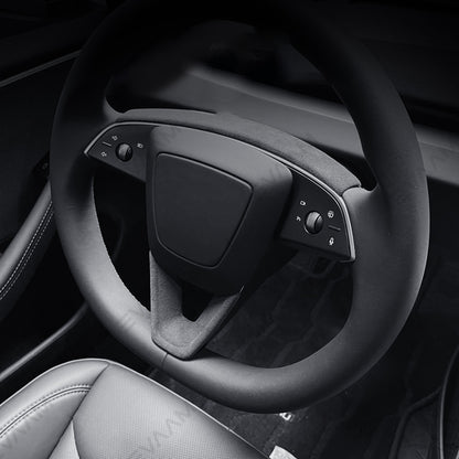 Alcantara 2024 Model 3 Highland Steering Wheel U-Shaped Cover for Tesla-EVAAM® - EVAAM