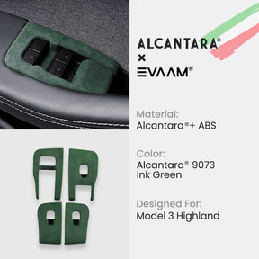 Alcantara 2024 Model 3 Highland Door & Window Switch Button Trim Cover For Tesla -EVAAM® - EVAAM